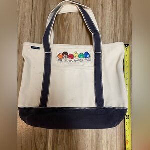LAND’S END TOTE CANVAS ZIP TOP M&Ms BLACK STRAPS POCKETS INSIDE COASTAL UTILITY